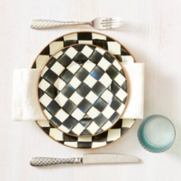 SET OF 4 MacKenzie-Childs Courtly Check Salad Dessert Plates - Picture 3 of 5